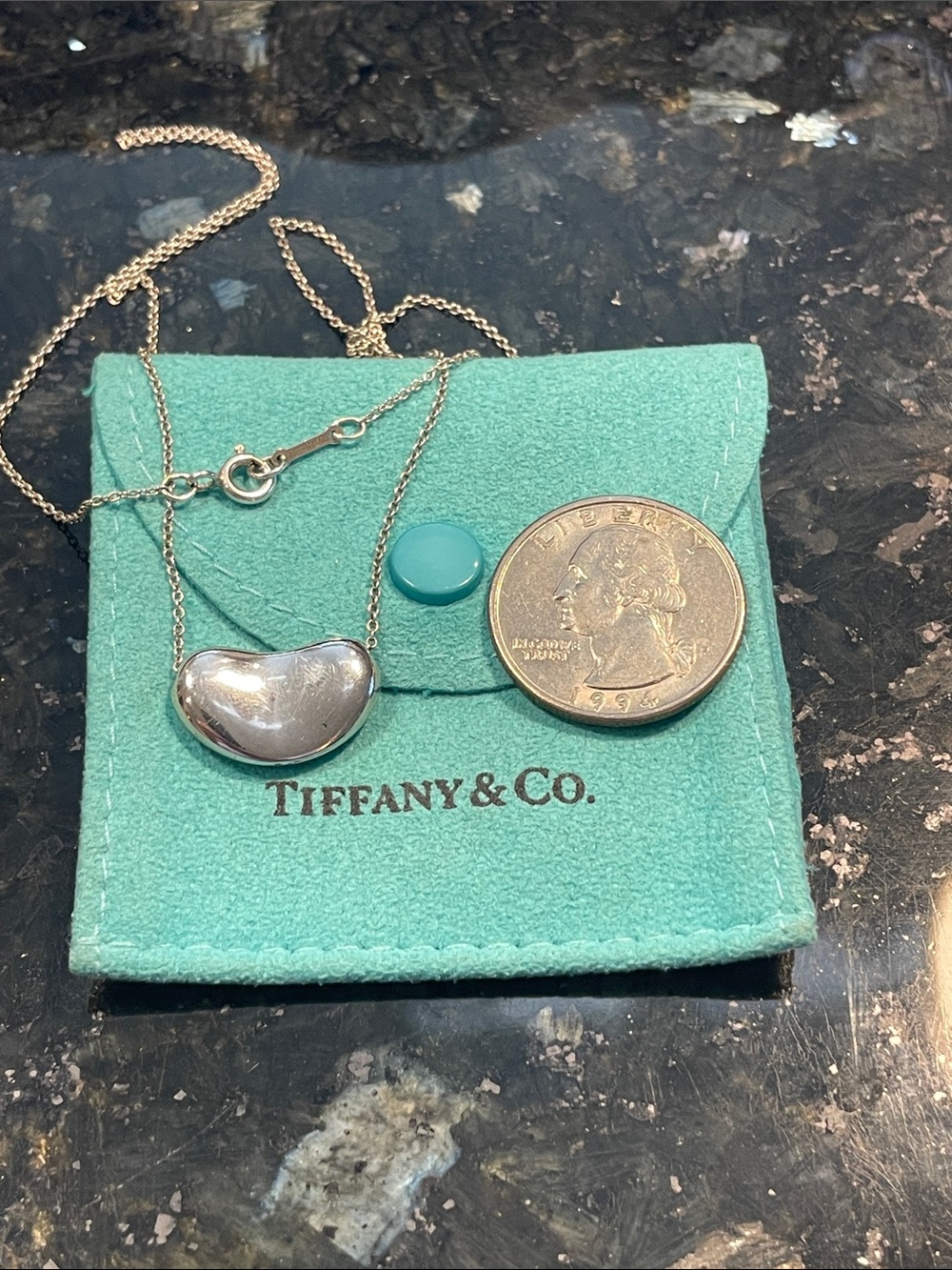 Authentic Tiffany & Co Elsa Peretti Bean Pendant 18mm
